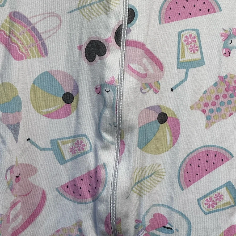 Magnolia Baby Zip One Piece Summer Theme‎ Long Sleeve PJ Size 3T Pima Cotton